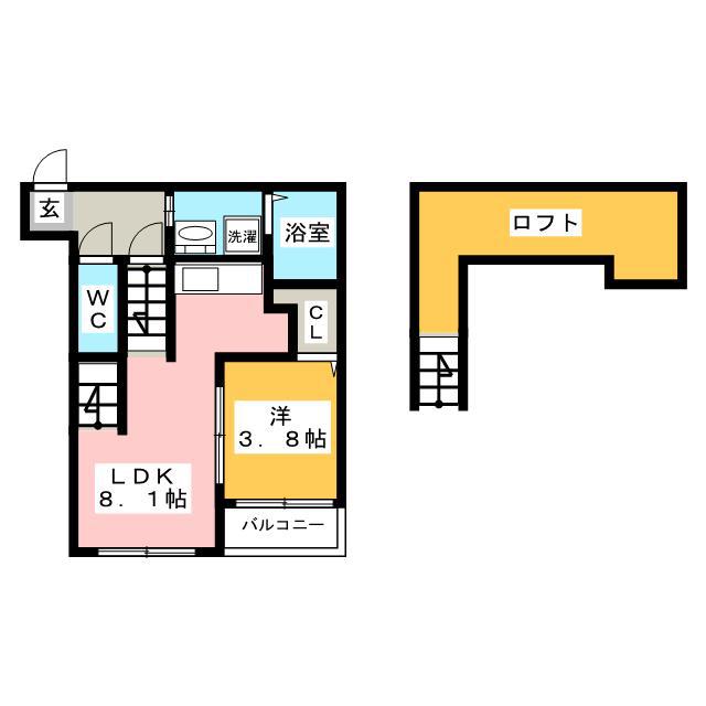 RAINBOW南福岡(1LDK/1階)の間取り写真