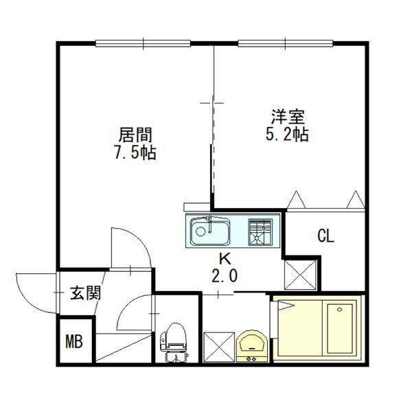 ESTOR NANGO (1LDK/1階)の間取り写真