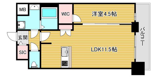 プレサンス大正フレンジ(1LDK/3階)の間取り写真