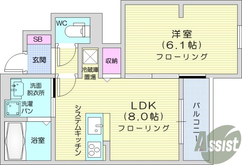 PRIMAVERA吉成台(1LDK/1階)の間取り写真