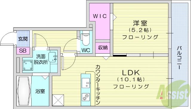 D-ROOM LEMON(1LDK/2階)の間取り写真