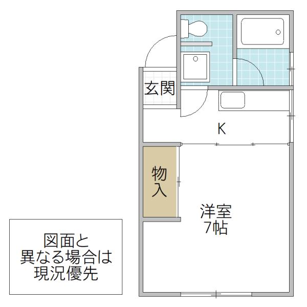 コーポ大関B棟(1K/1階)の間取り写真