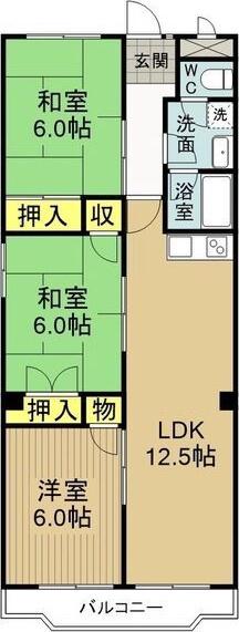 レジデンスボナール(3LDK/1階)の間取り写真