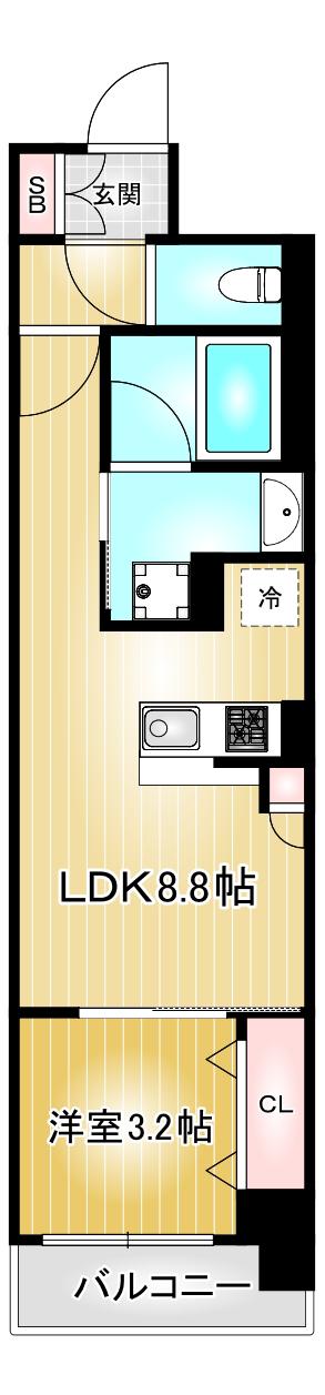 プレサンスロジェ上前津駅前 THE RESIDENCE(1LDK/2階)の間取り写真