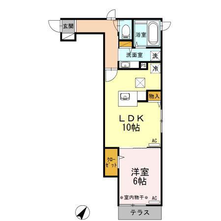 マウントサイド(1LDK/1階)の間取り写真
