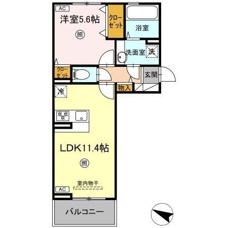 TORISIA古閑(1LDK/3階)の間取り写真