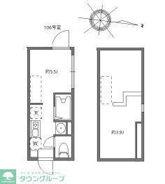 メゾンドパレワン(ワンルーム/1階)の間取り写真
