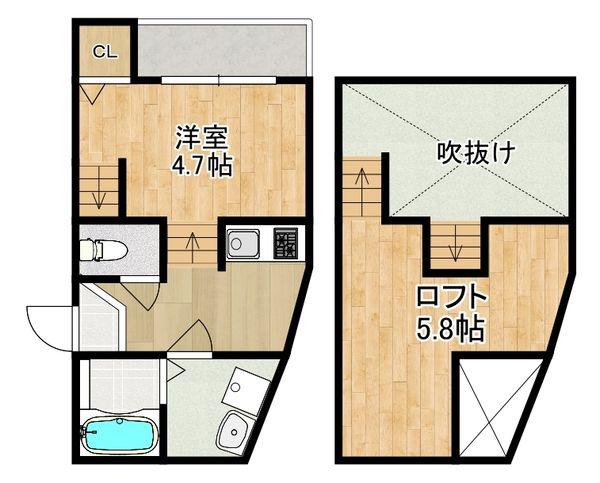 MODERN PALAZZO ISAHAYA MOA(1SK/2階)の間取り写真