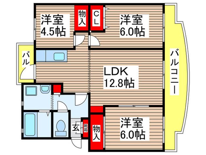 アップサイドマンション(3LDK/2階)の間取り写真