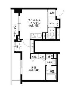 クリオ文京小石川(1LDK/15階)の間取り写真