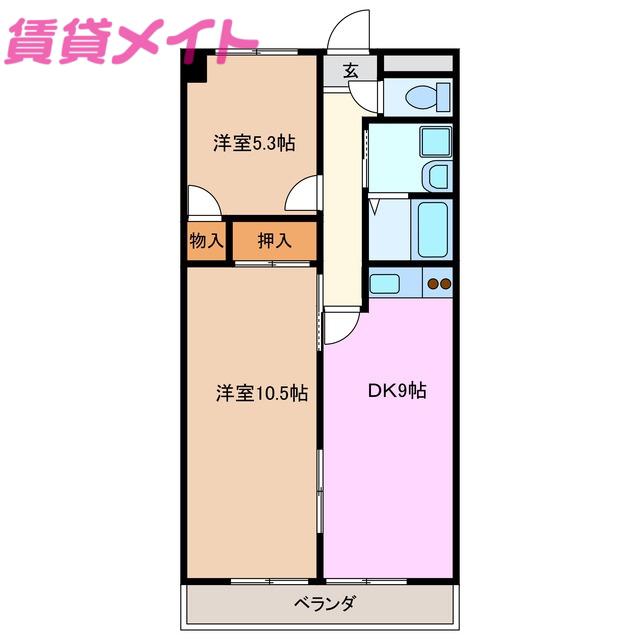 ドエルウィステリア(2DK/4階)の間取り写真