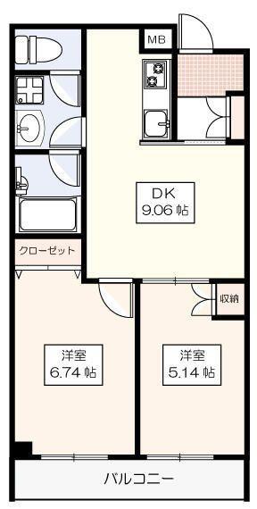 プライマルステージM(2DK/3階)の間取り写真