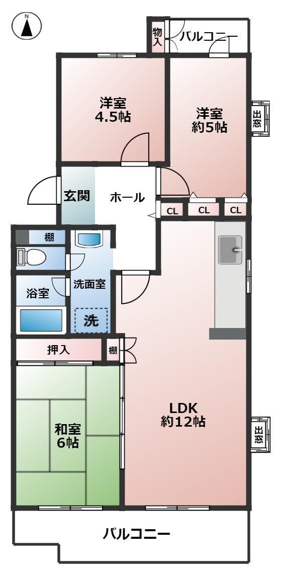 コーポレート海老名国分第二(3LDK/2階)の間取り写真