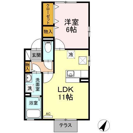 セジュール ラピス(1LDK/1階)の間取り写真