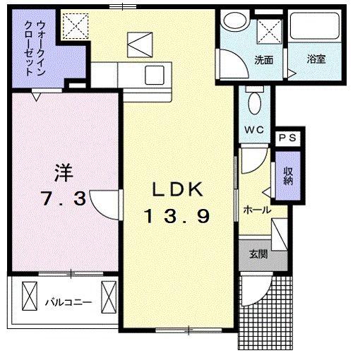 名鉄三河線 碧南駅 徒歩11分 2階建 築10年(1LDK/1階)の間取り写真