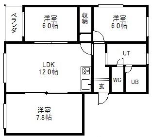 エスビーハイツ幌西(3LDK/2階)の間取り写真
