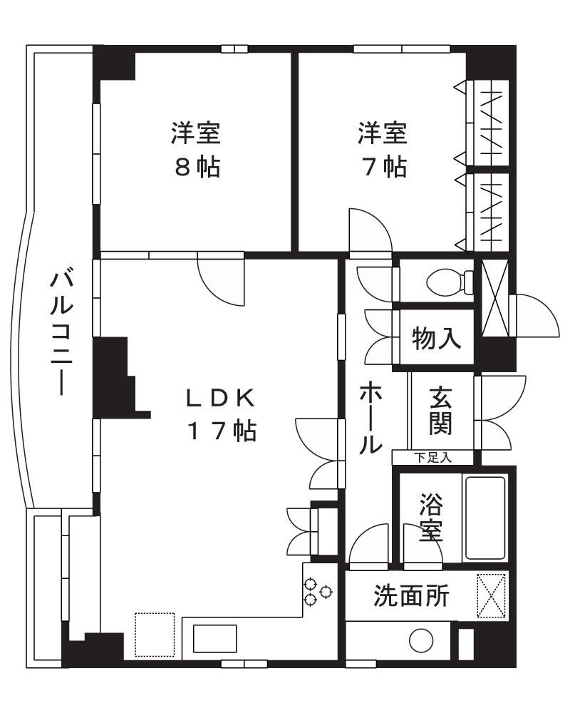 ユーコート川崎(2LDK/7階)の間取り写真