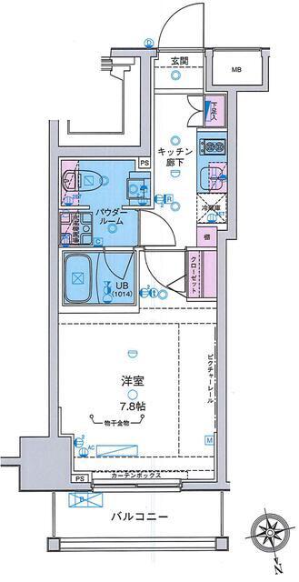 GENOVIA新宿御苑GREEN VEIL(1K/2階)の間取り写真