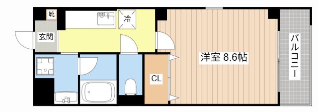 パークテラス白鳥(1K/1階)の間取り写真