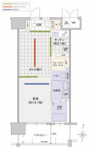 ミッド・シティ岡山(1K/7階)の間取り写真