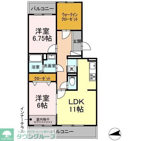プレシール青葉台(2LDK/2階)の間取り写真