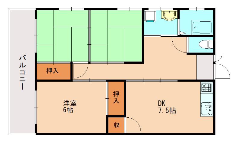 吉隈たつみ荘(3DK/1階)の間取り写真