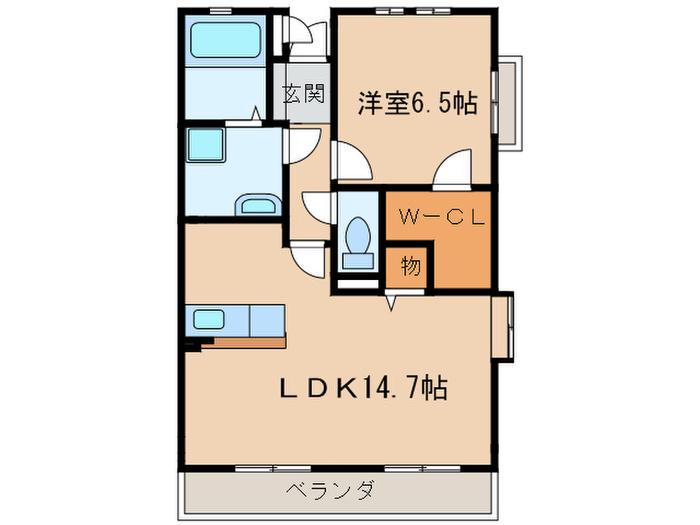 ジュネス徳望(1LDK/3階)の間取り写真