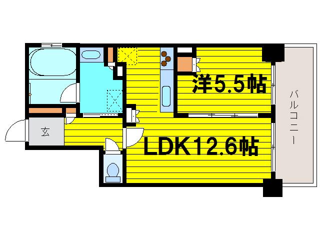 ファインフラッツ北浜(1LDK/8階)の間取り写真