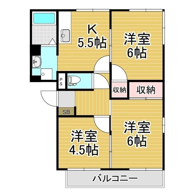 フレグランス伊藤(3DK/1階)の間取り写真