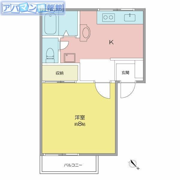 グリーンヒルズB(1K/1階)の間取り写真