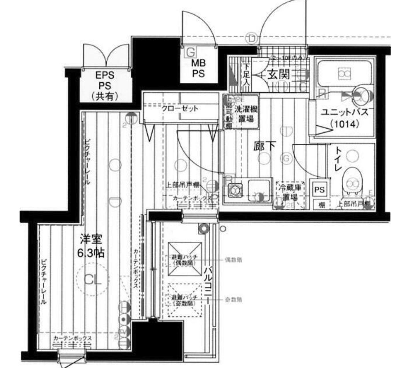 メインステージ日本橋箱崎II(1K/5階)の間取り写真