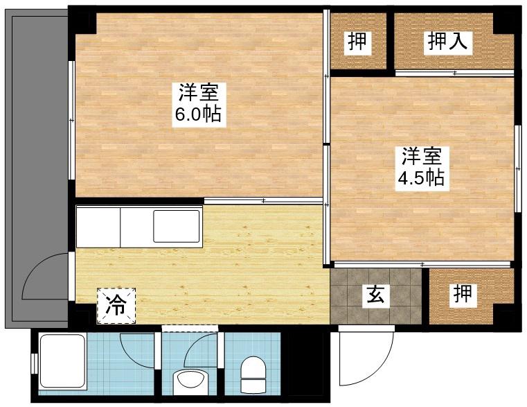 ビレッジハウス末石5号棟(2K/5階)の間取り写真