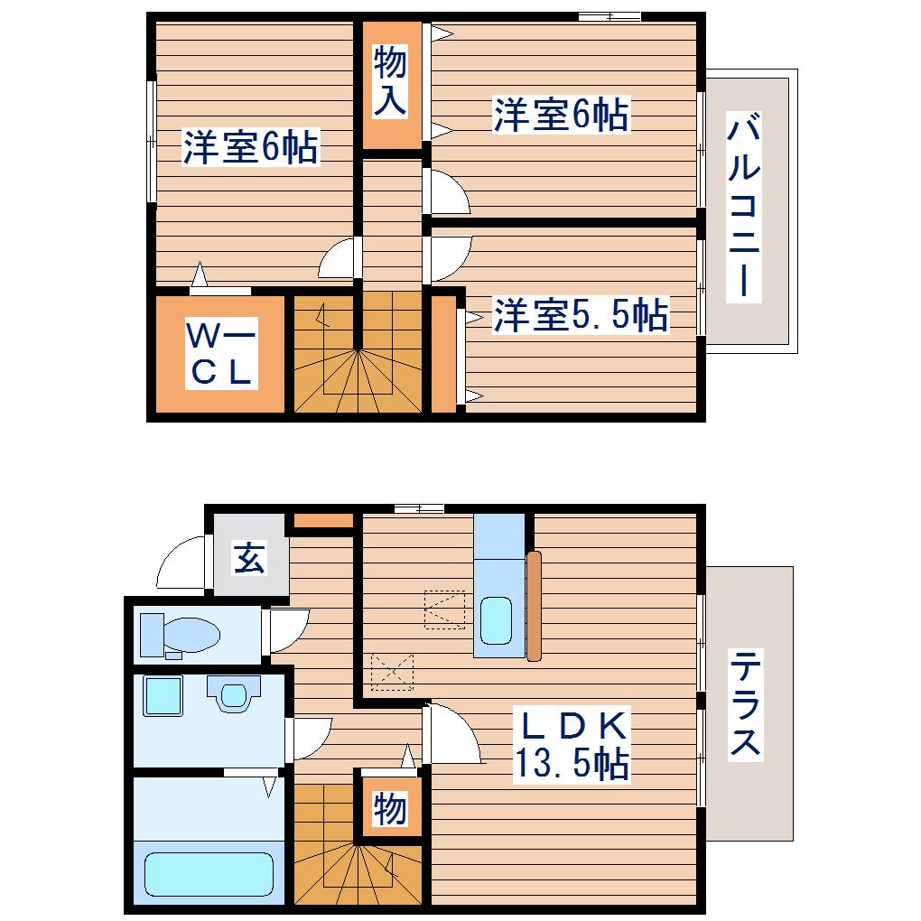 コンフォート小鶴II(3LDK/1階)の間取り写真