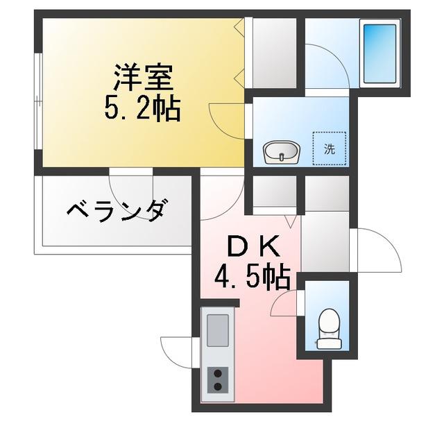 アンバーコート(1DK/3階)の間取り写真