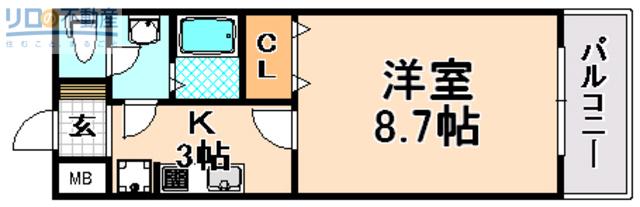 BRANC(1K/1階)の間取り写真