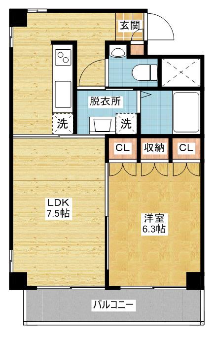 TACHIBANA BOX24(2K/8階)の間取り写真