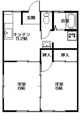 コーポアタゴ(2DK/1階)の間取り写真