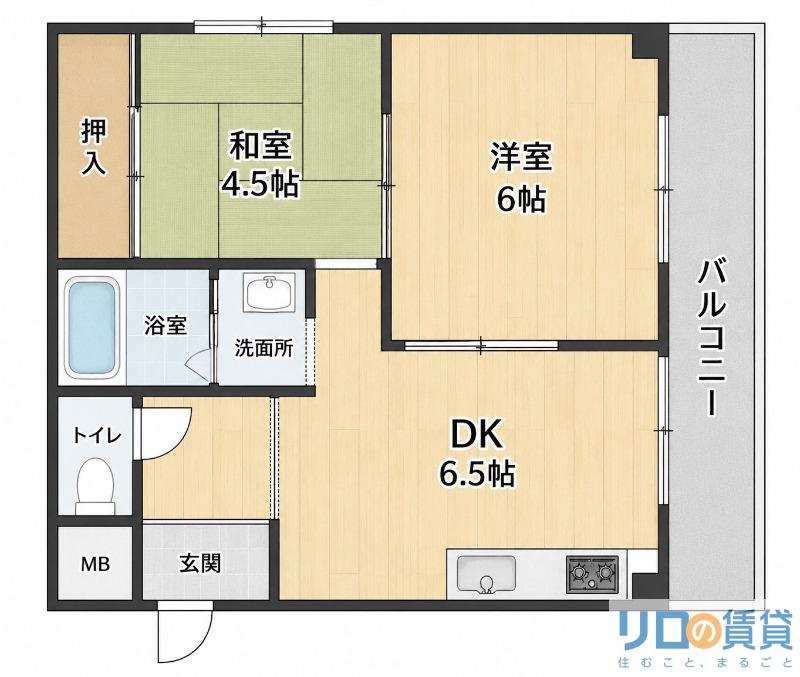 オリーブハイツ(2DK/4階)の間取り写真