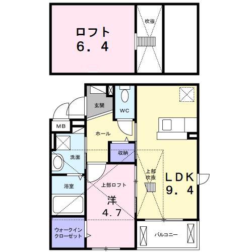 クリールポッシュT&K(1LDK/2階)の間取り写真