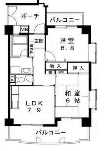 ラフォーレ横山(2LDK/4階)の間取り写真