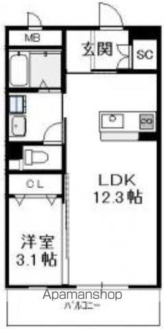 PASSEGE(1LDK/3階)の間取り写真