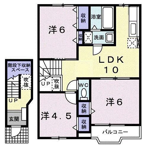 トゥー・ル・モンドA棟(3LDK/2階)の間取り写真