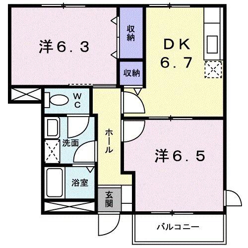 コーポフォレストA(2DK/1階)の間取り写真