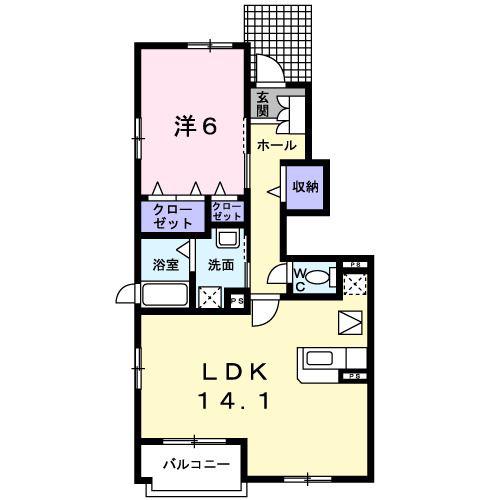 アンジュ III(1LDK/1階)の間取り写真