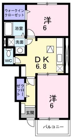 ルーチェ(2DK/1階)の間取り写真