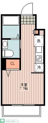 グランコート北綾瀬(ワンルーム/2階)の間取り写真