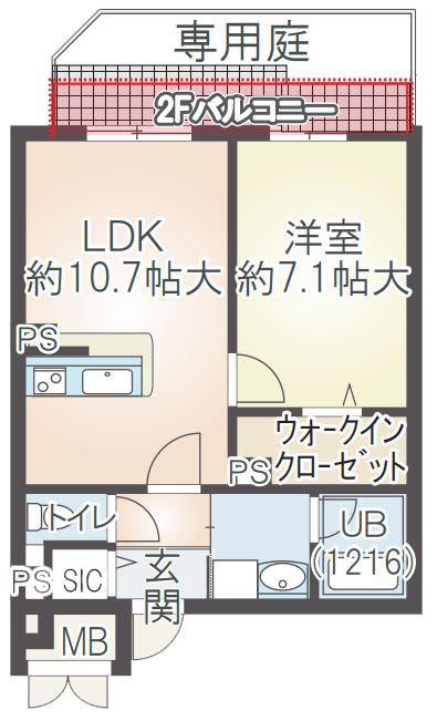 アビタシオン巽(1LDK/1階)の間取り写真
