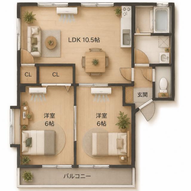 グランドコーポ中の尾 I(2LDK/1階)の間取り写真
