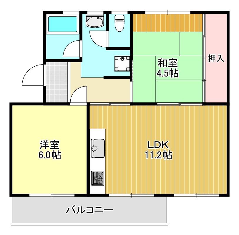 狭山15号棟(2LDK/3階)の間取り写真