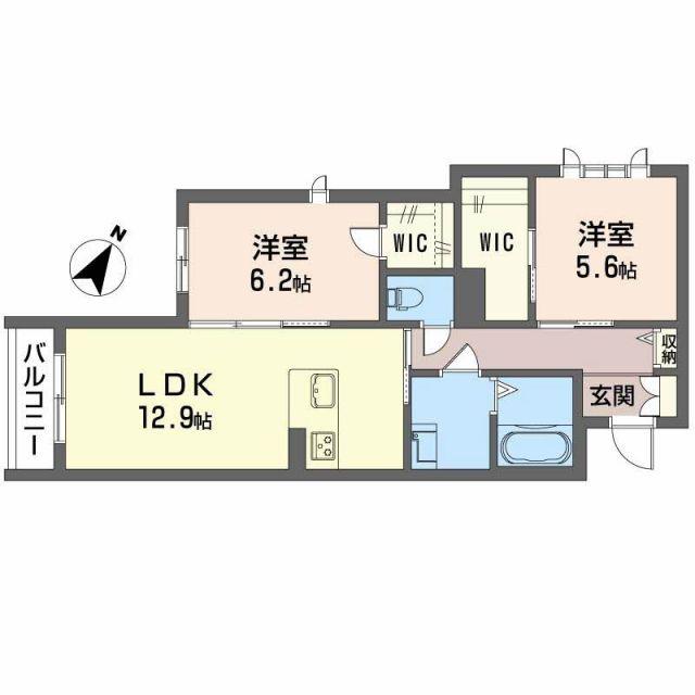 シャーメゾングレース堀止(2LDK/2階)の間取り写真